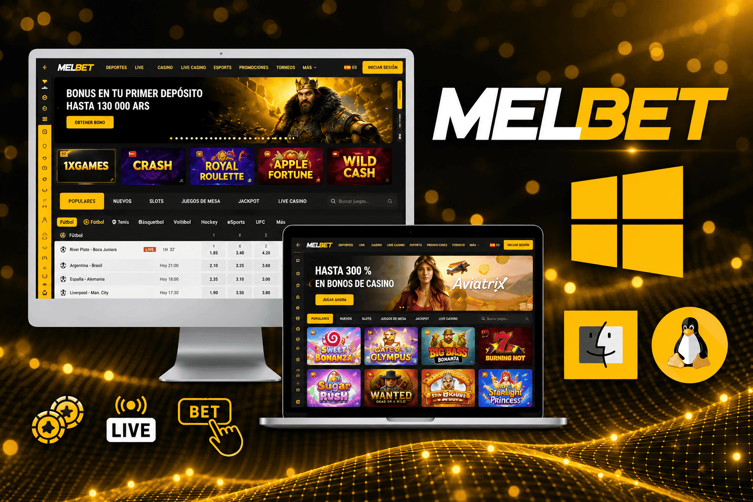 MelBet APP en el escritorio: deportes, casino y apuestas en vivo