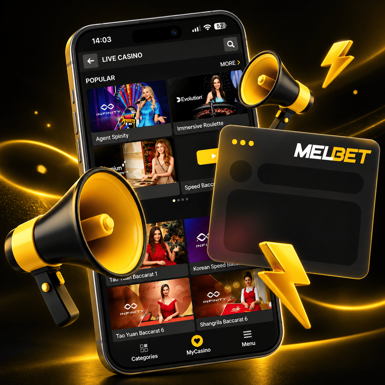 Casinos en vivo en la app de MelBet México